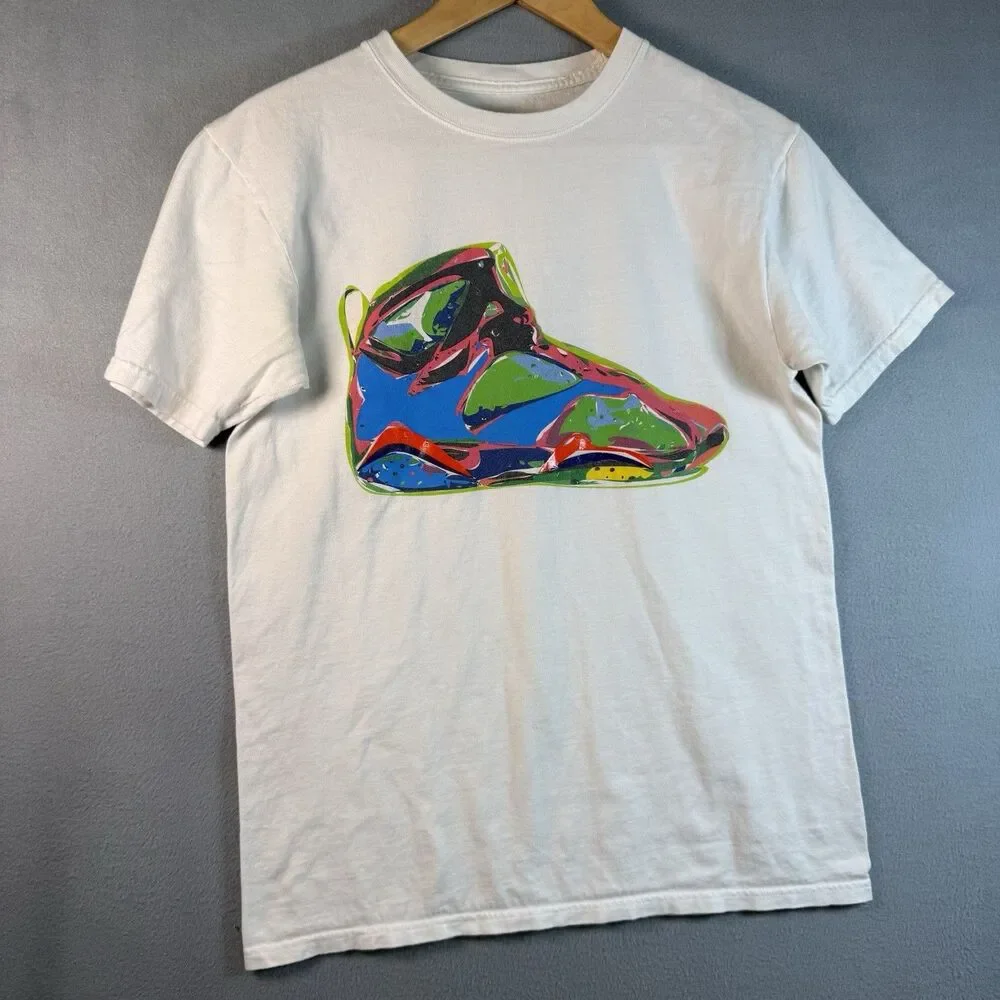 Jordan Jumpman Men’s Sz M White Graphic Sneaker Print T-Shirt Retro Shoe Art
